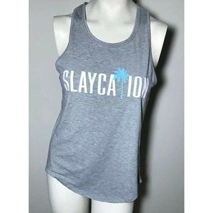 Inspired Hearts “Slaycation” Gray Racer back Tank Top Sleeveless Blouse Size L